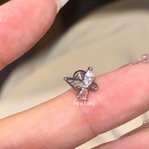 E0313 Pink White Butterfly Single