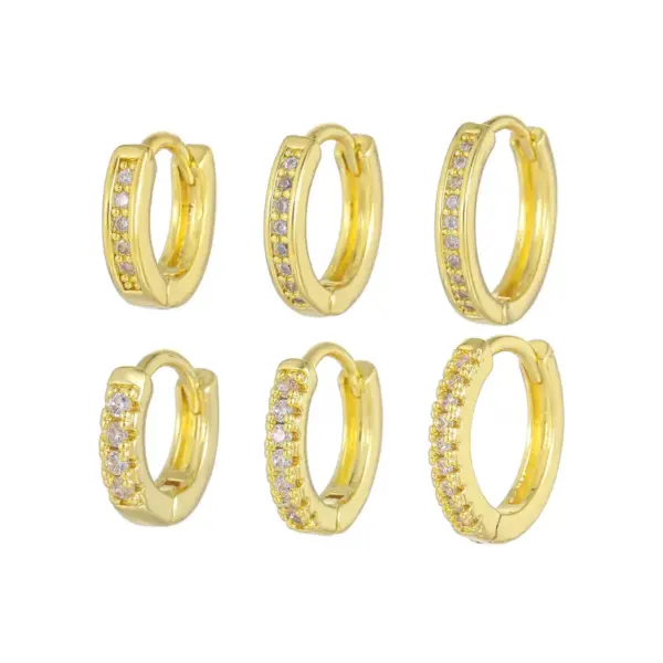 Wholesale 1 Piece Sweet Simple Style Round Plating Inlay Brass Zircon 18k Gold Plated Silver Plated Earrings