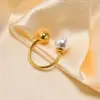 Wholesale Jewelry Simple Style Asymmetrical Pearl 304 Stainless Steel Gold Plated Plating Open Ring