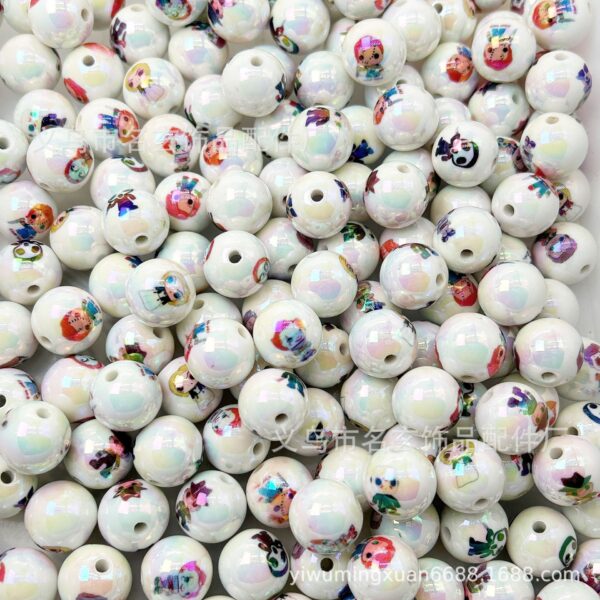 Wholesale Printed Christmas beads cartoon beads