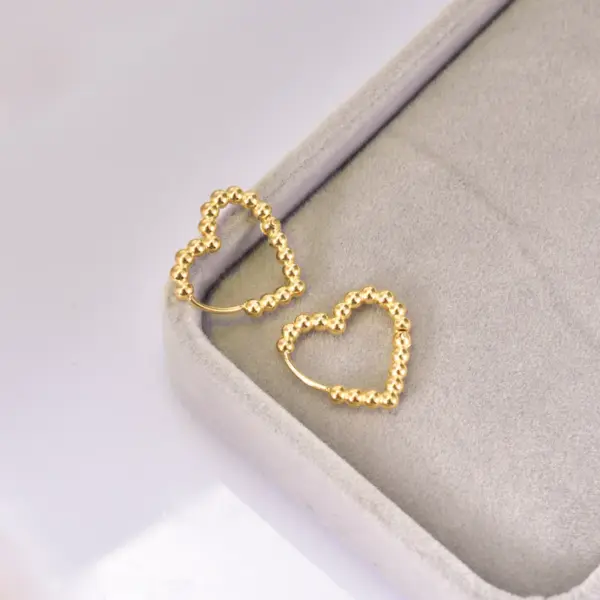 304 Stainless Steel Geometric Water Droplets Heart Shape PVD Coated 18K Real Gold Plated 18K Gold Simple Style Waterproof Non Tarnish Gold Hoop Earrings