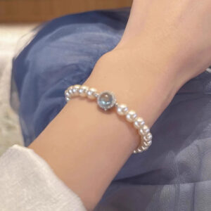 French imitation pearl sea blue bracelet