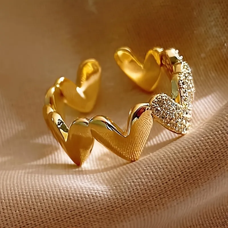 Wholesale Heart Shape Copper Elegant Simple Style Open Rings Rings