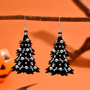 Wholesale Skull Print Party Christmas Tree Earrings Acrylic Earrings