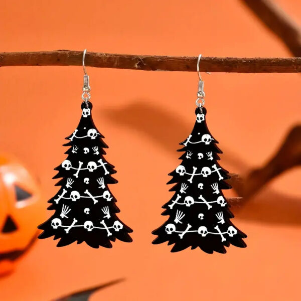 Wholesale Skull Print Party Christmas Tree Earrings Acrylic Earrings