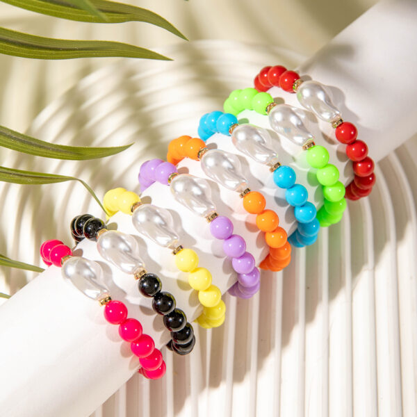 Wholesale European and American Cross-Border Fashion Fresh Dopamine Ccb Bracelet Irregular Faux Pearl Colorful Beaded Bracelet