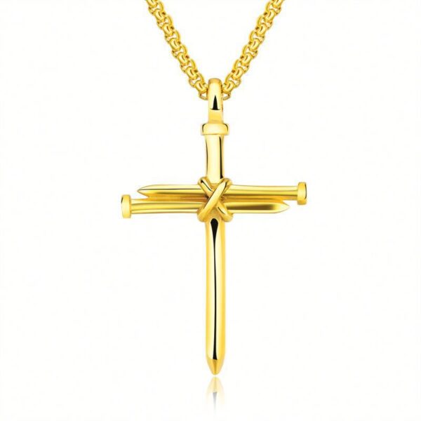 Wholesale Wish Popular Necklace European and American Titanium Steel Cross Necklace Classic Simple Versatile Stainless Steel Nail Pendant Batch