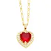 Elegant Lady Simple Style Heart Shape Stainless Steel Copper 18k Gold Plated Zircon Pendant Necklace In Bulk