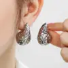 304 Stainless Steel Solid Color PVD Coated 18K Real Gold Plated Basic Waterproof Non Tarnish Ear Studs