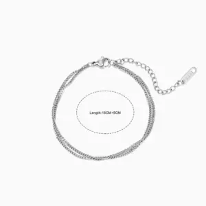 Double Layer Curb Necklace-Steel Color