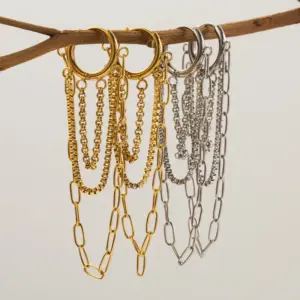 1 Pair Vintage Style Exaggerated Classic Style Tassel Chain 304 Stainless Steel 18K Gold Plated Earrings