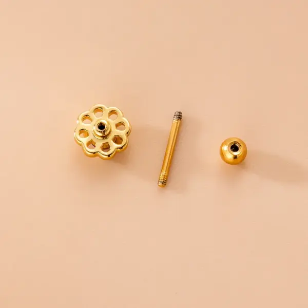 Wholesale 1 Piece Copper Zircon Ear Cartilage Rings & Studs Cross Flower Waterproof Non Tarnish Surgical Steel