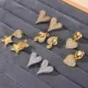 1 Pair IG Style Vacation Modern Style Heart Shape Polishing Plating Inlay Copper Zircon 18K Gold Plated White Gold Plated Ear Studs