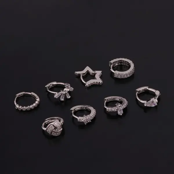 Ear Cartilage Rings & Studs Geometric Copper Zircon
