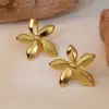Wholesale 1 Pair Sweet Flower Plating 304 Stainless Steel Imitation Gold Electroplating Ear Studs