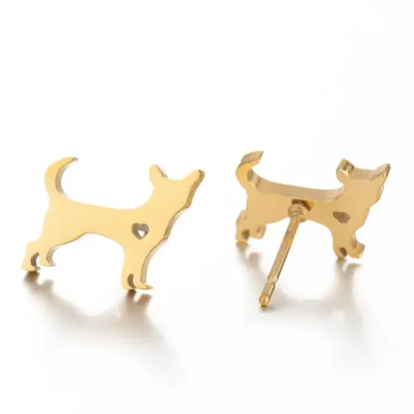PVD Coated 18K Gold Real Gold Plated Dog Cat 304 Stainless Steel Fashion Waterproof Non Tarnish Ear Studs