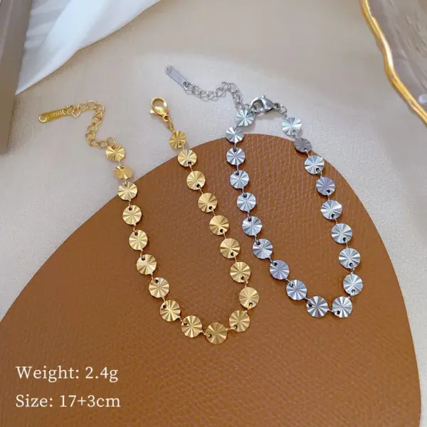 Wholesale Electroplating Golden Plated Round Titanium Steel Simple Style Titanium Steel Bracelets