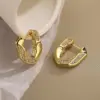 Copper Geometric Zircon Korean Style Gold Hoop Earrings