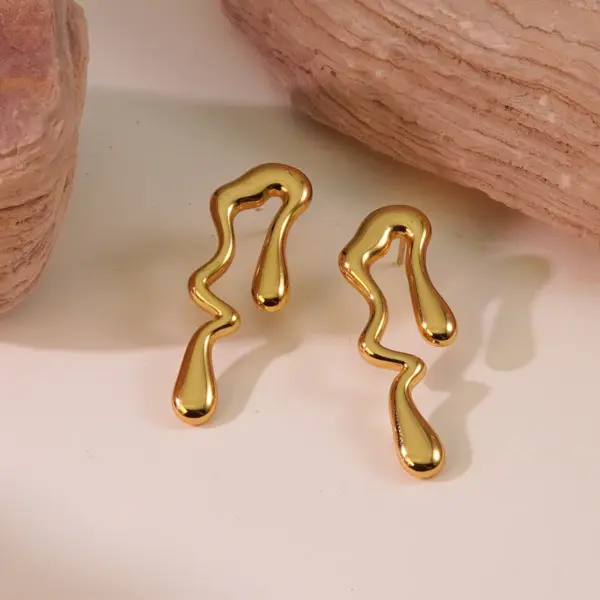 1 Pair Hip-Hop Novelty Classic Style Water Droplets 304 Stainless Steel Imitation Gold Electroplating Drop Earrings