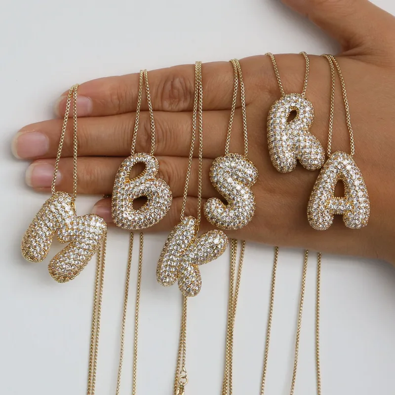 Wholesale Copper Simple Style Plating Letter Zircon Pendant Necklace
