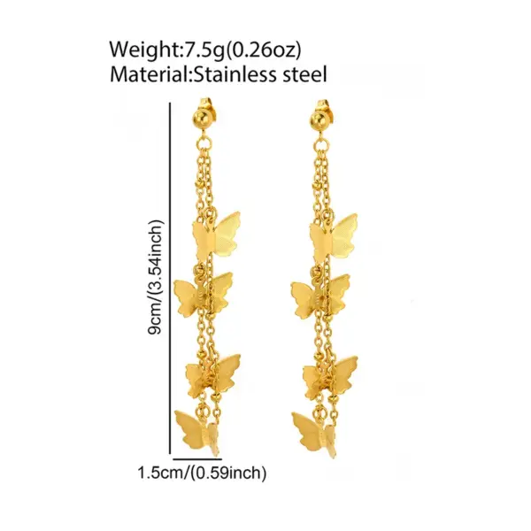 1 Pair IG Style Simple Style Artistic Butterfly 304 Stainless Steel Drop Earrings