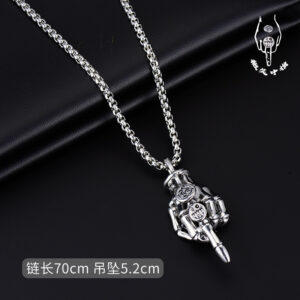 8236#Smiling middle finger necklace