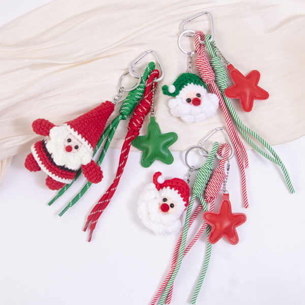 Wholesale Christmas wool pendant DIY five-pointed star keychain