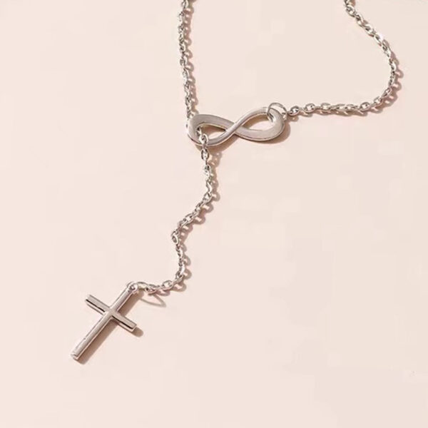 Wholesale Cross-border New Products European and American Street Photography High-grade Cross Necklace Infinite Large Shape Girl's Stainless Steel Necklace