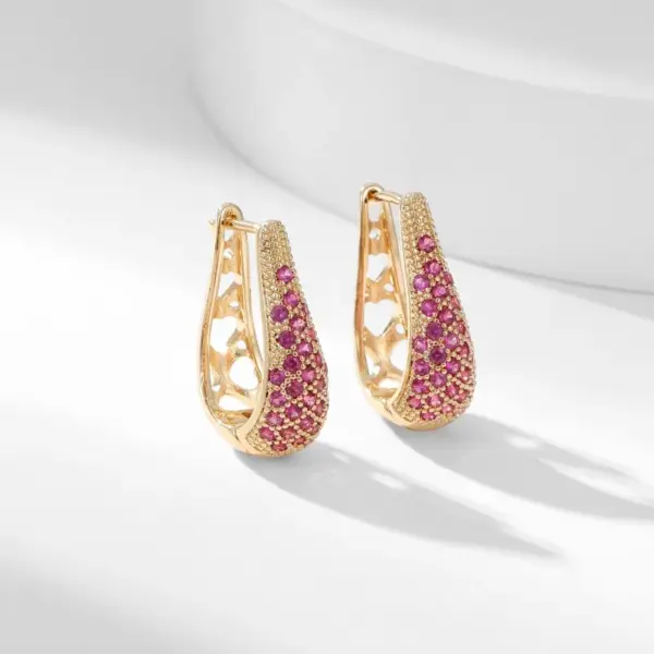 Wholesale Copper Water Droplets Zircon Gold Plated Sexy Simple Style Streetwear Gold Earrings