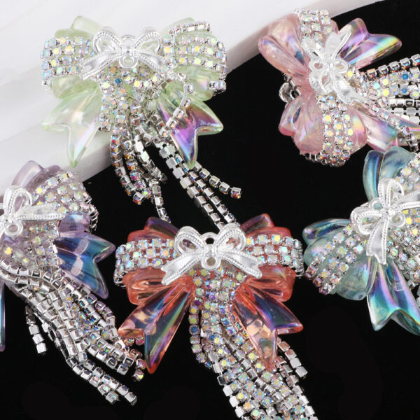 Wholesale Cross-border TK Live Heavy Industry Drill Chain Tassel Bow Diamond Ball Straight Hole Beads DIY Mobile Phone Key Chain Necklace Accessories