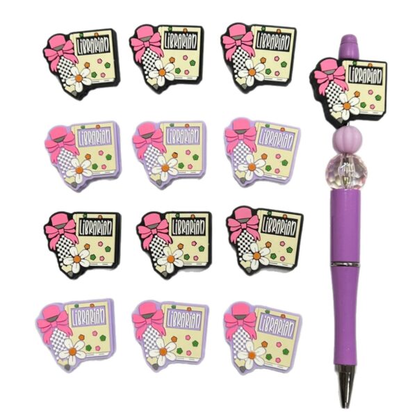 Wholesale New cross-border epoxy resin cartoon learning series light-up DIY loose beads food-grade silicone nipple chain beaded pen