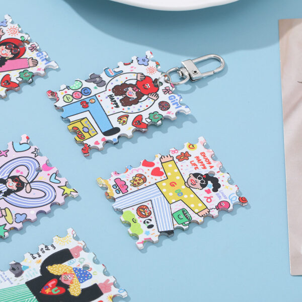 Wholesale 10pcs/pack Acrylic Printed Tag Pendant DIY Phone Chain Keychain