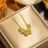 Wholesale PVD Coated Real Gold Plated Butterfly Stainless Steel Retro Waterproof Non Tarnish Necklace