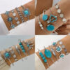 Wholesale Bohemian Style Set Turquoise Leaf Bracelet Ethnic Style Bow Flower Turquoise Bracelet suit