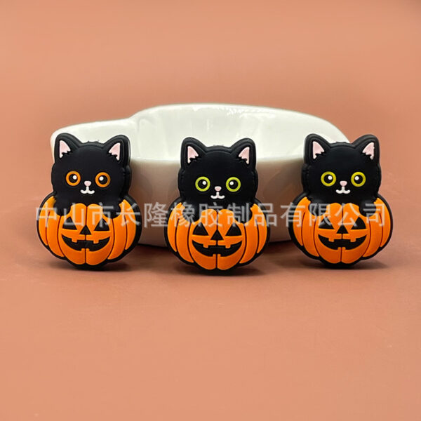 Wholesale Factory Direct Sales in Stock Popular Halloween Food Grade Silicone Glue Pumpkin Beads Teether Burnt Beads New