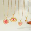 Wholesale Ion Plating (IP) 18K Gold Plated Geometric Heart Shape Flower 304 Stainless Steel Elegant Cute Pendant Necklace