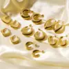 Wholesale PVD Coated 18K Gold Real Gold Plated Solid Color Stainless Steel Simple Style Waterproof Non Tarnish Earrings