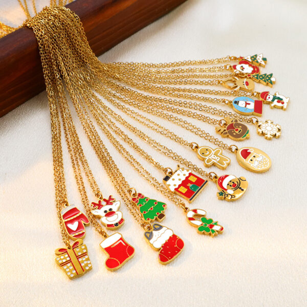 oly-66fd9c56962652f427d4d9ef39c9b3aa Wholesale Christmas Elk Snowman Bell Necklace