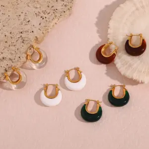 Wholesale PVD Coated Real Gold Plated 18K Gold Geometric 304 Stainless Steel Fashion Waterproof Non Tarnish Earrings