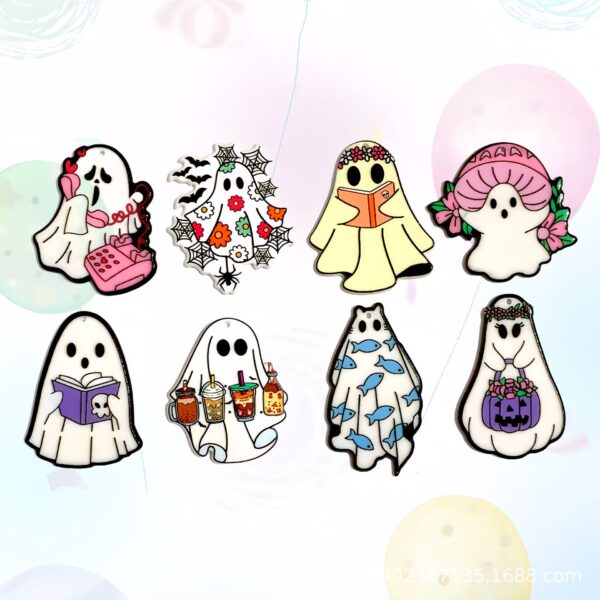Wholesale 30pcs/pack Halloween ghost acrylic Flatback accessories DIY jewelry pendant material