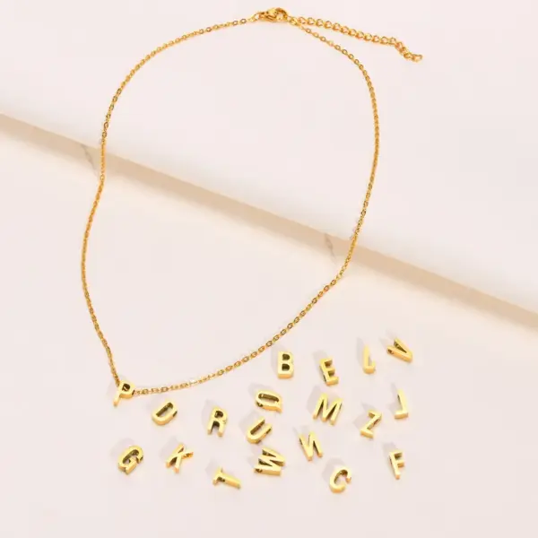Wholesale Jewelry Simple Style Letter Stainless Steel Gold Plated Plating