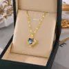 Real Gold Plated 304 Stainless Steel Electroplated Rhinestones Heart Shape Waterproof Non Tarnish Plating Inlay Fashion Cable Chain Pendant Necklace For Women'S