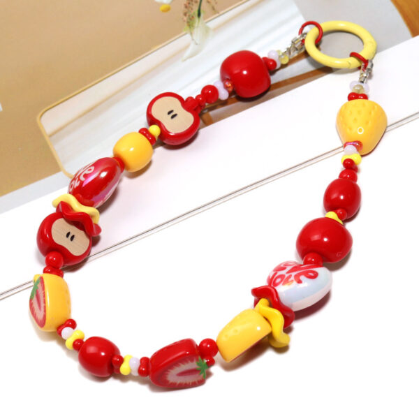 Wholesale Creative colorful 3D strawberry and apple fruit beaded cartoon high-value loose beads DIY mobile phone chain jewelry accessories