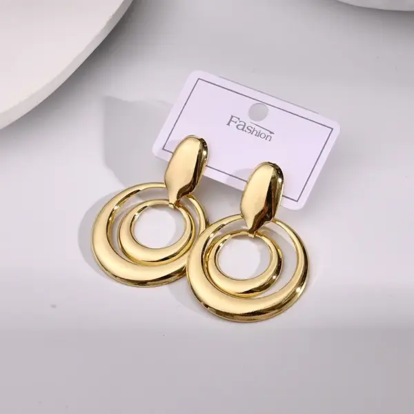 Wholesale Ion Plating (IP) Real Gold Plated 18K Gold Round Oval 304 Stainless Steel IG Style Casual Waterproof Non Tarnish Earrings