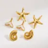 Wholesale 1 Pair Basic Tropical Simple Style Starfish Conch Mermaid Plating 304 Stainless Steel Ear Studs