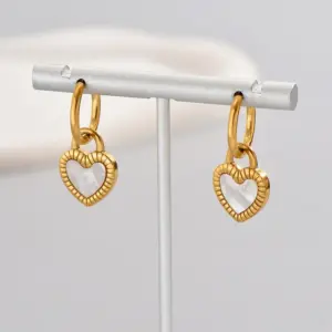 Gold / One Size / White Stud Earrings