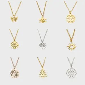 Wholesale Jewelry Fashion Lotus Stainless Steel Necklace