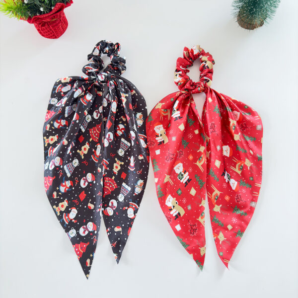oly-6717579d14915df7155c82e0088707bf Wholesale Cross-Border New Christmas Hair Accessories Decorative Ribbon Silk Scarf Bow Hair Tie Ponytail Elastic Headband