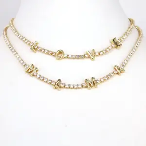 Fashion Mama Heart Necklace Bracelet Female Copper Zircon Jewelry Set