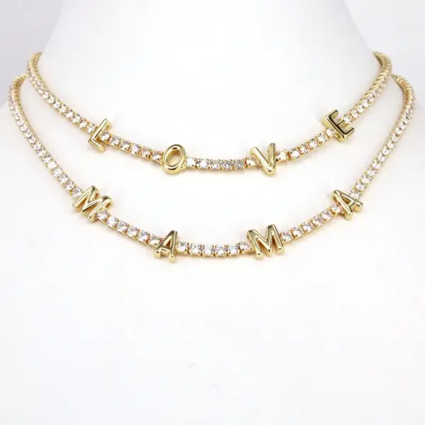 Fashion Mama Heart Necklace Bracelet Female Copper Zircon Jewelry Set